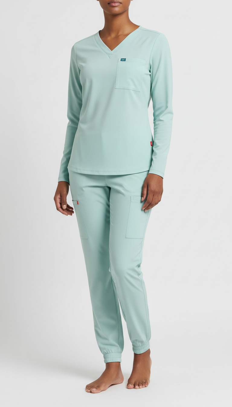 Pale Aqua Stretch Scrub Set