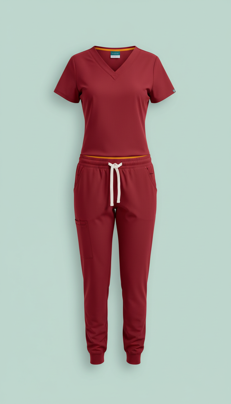 Vital Red Stretch Scrub Set