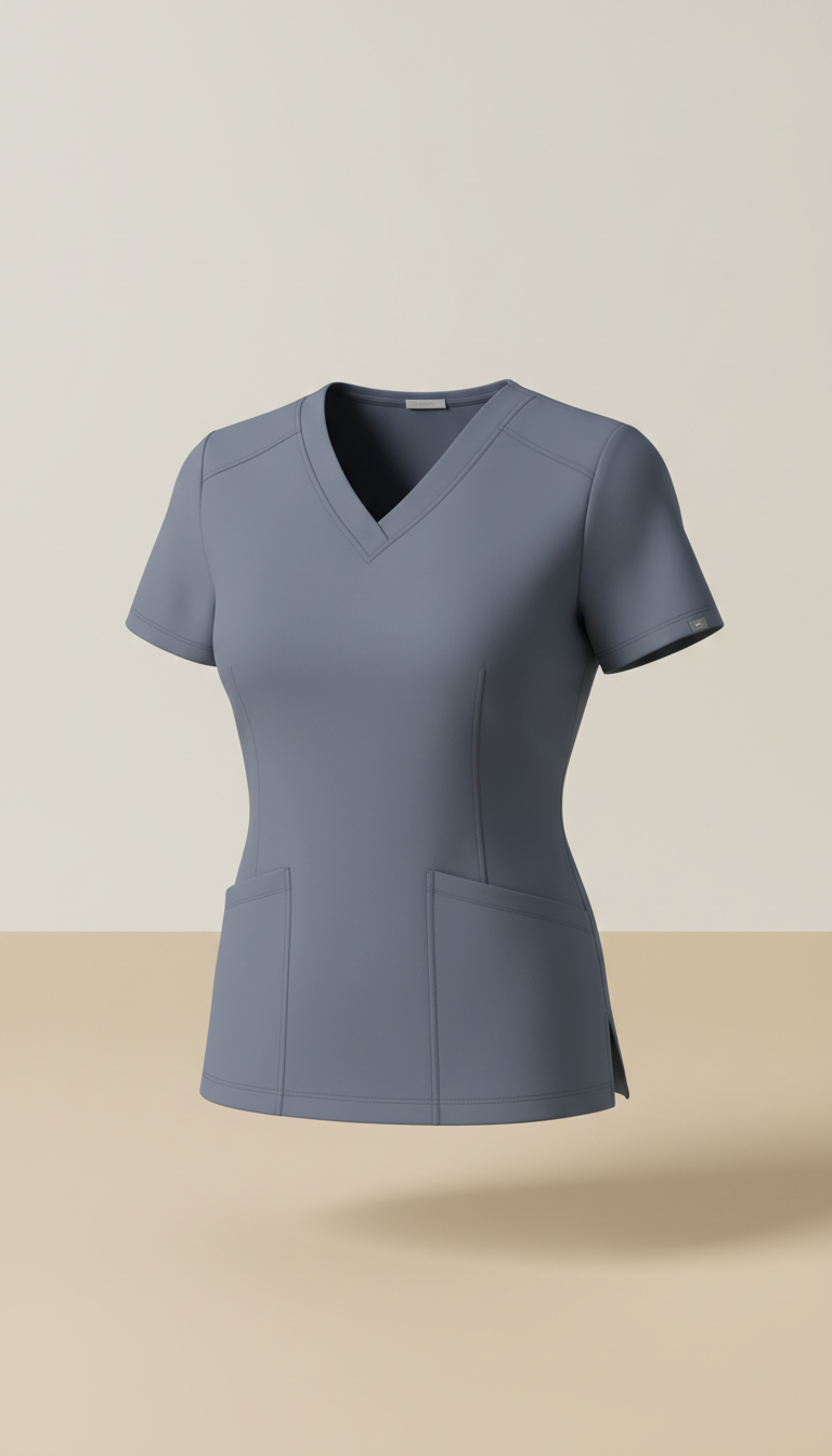 Tailored V-Neck Scrub Top Slate Blue