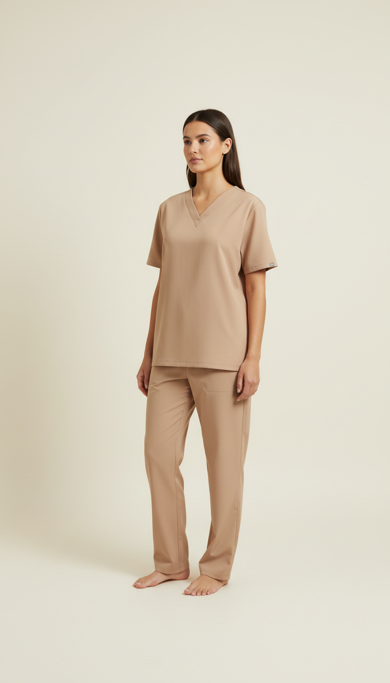 Relaxed Fit Scrub Top Sandstone