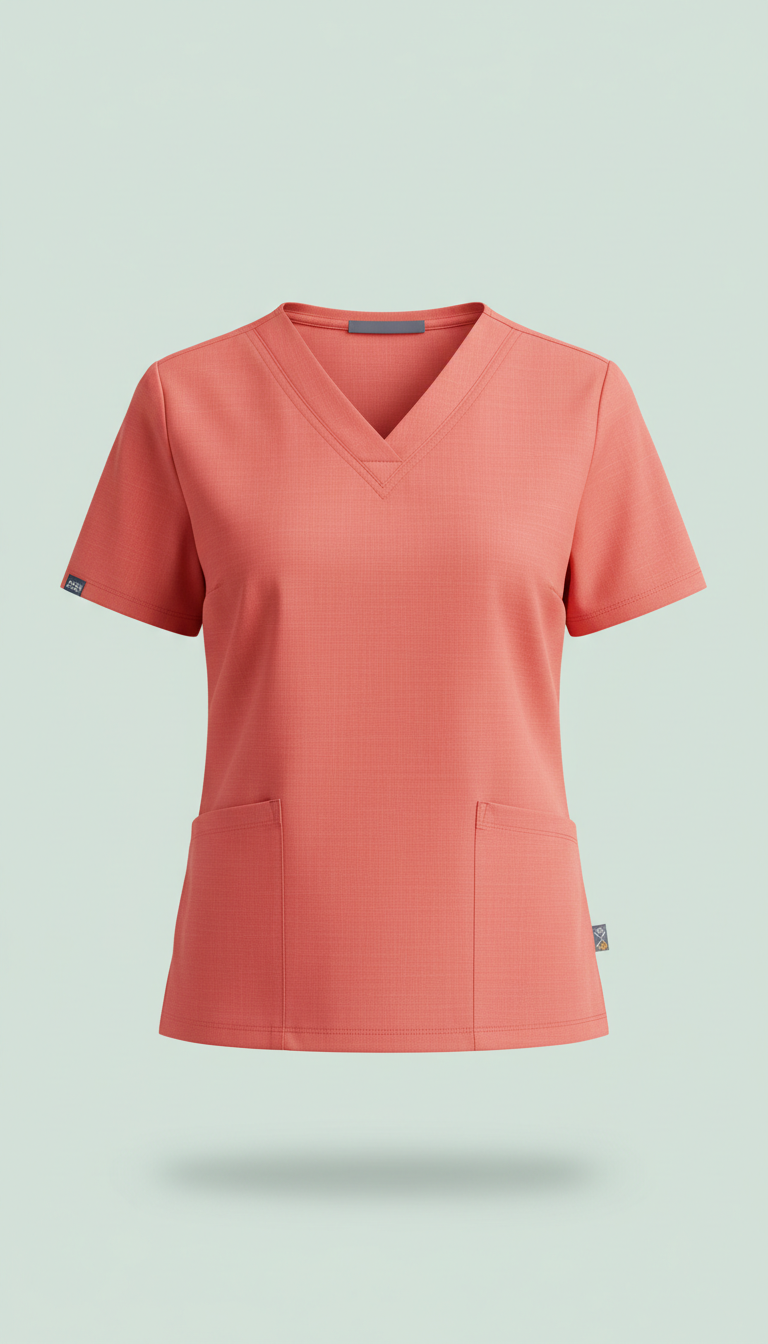 Slim Fit Scrub Top Pulse Coral