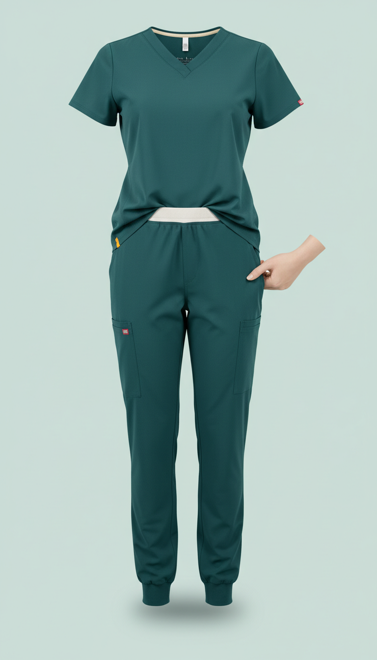 Deep Teal Stretch Scrub Set